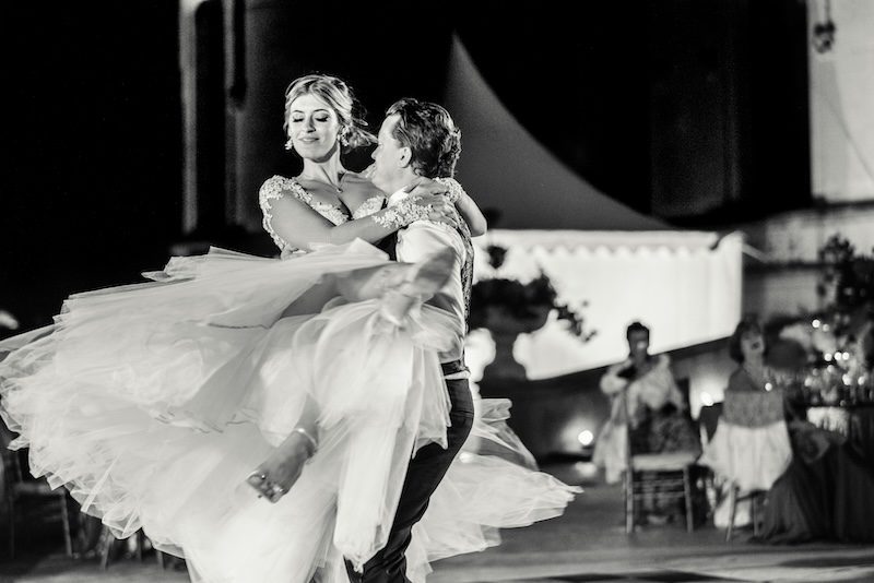 wedding couples first dance at Chateau in France