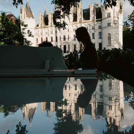 piano at a destination wedding venue in france