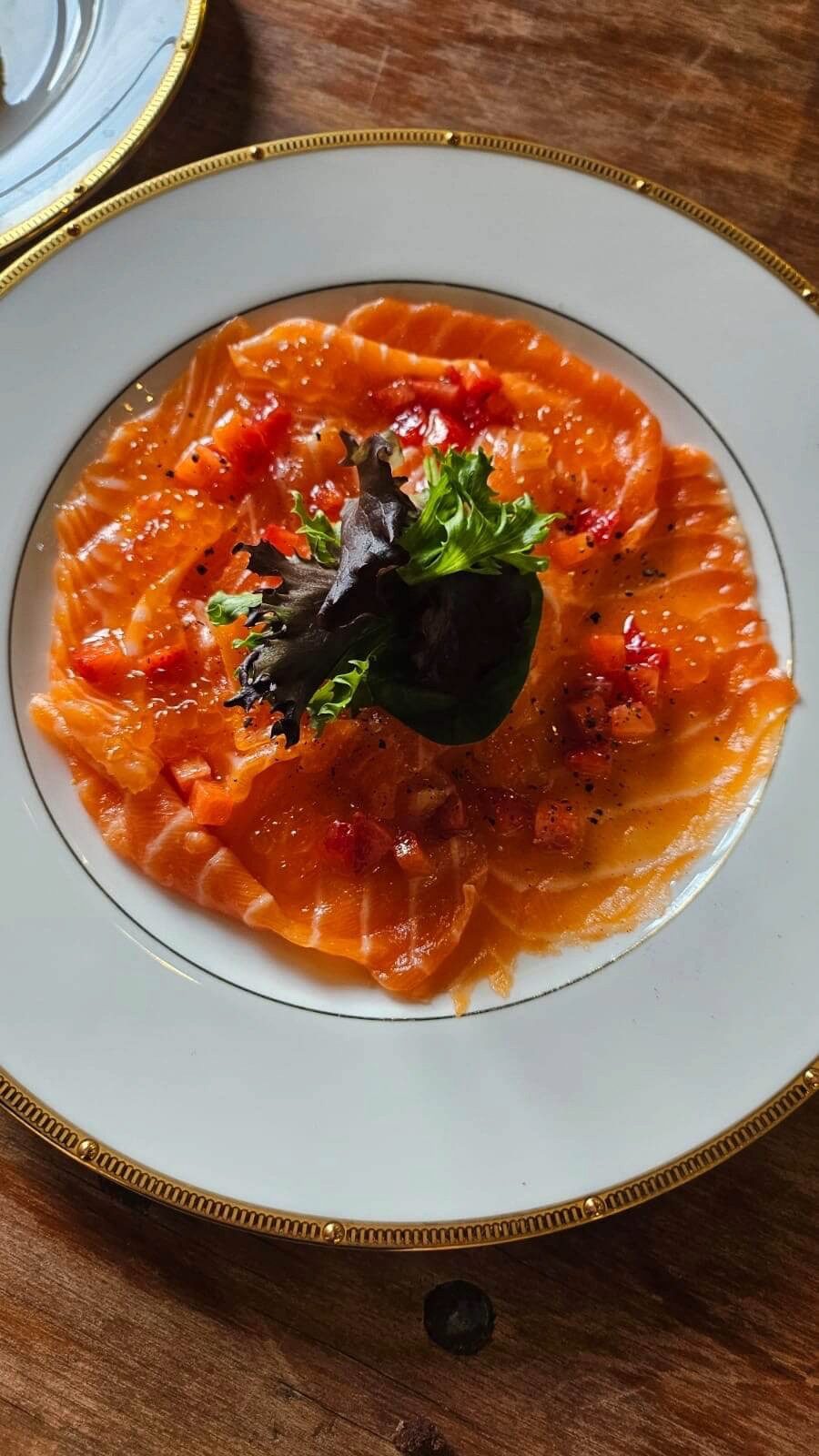 salmon starters at a wedding dining at Château Challain