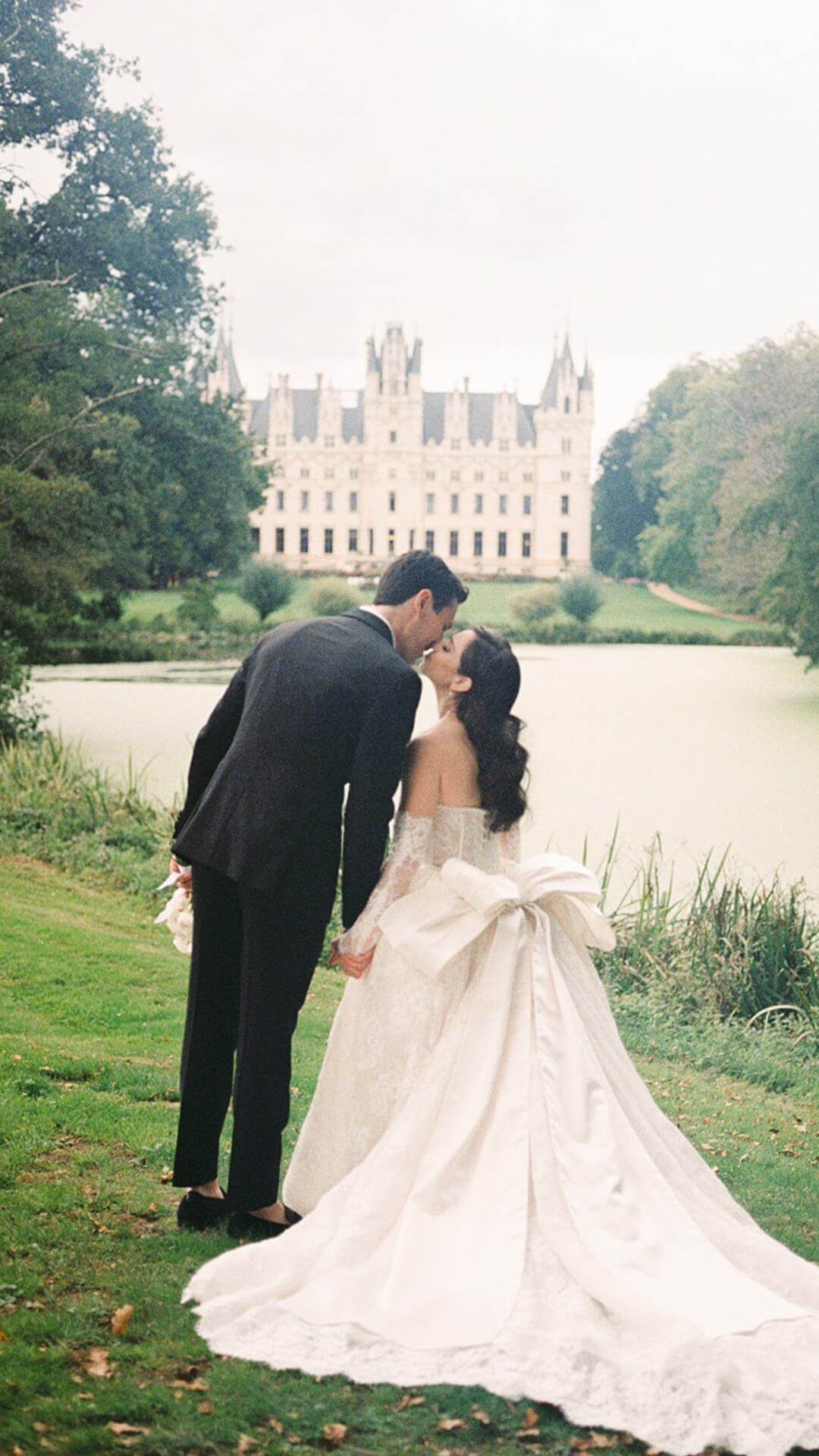 fairytale bride and groom at their french castle wedding